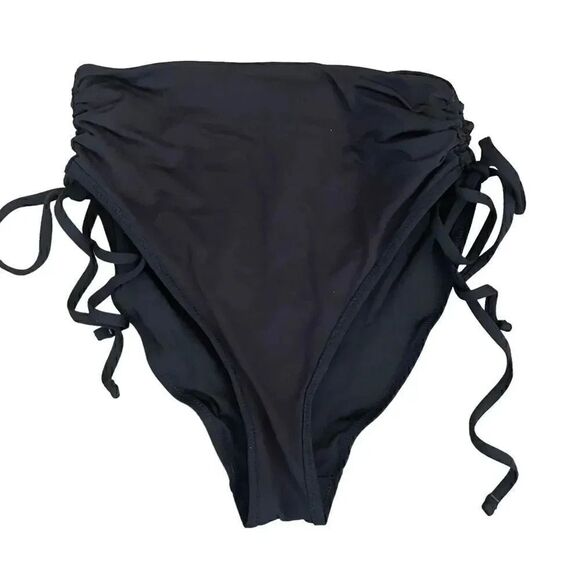 Black Brazilian High Waist Swimming Suit Bottoms Rutched SZ XS - Picture 5 of 7